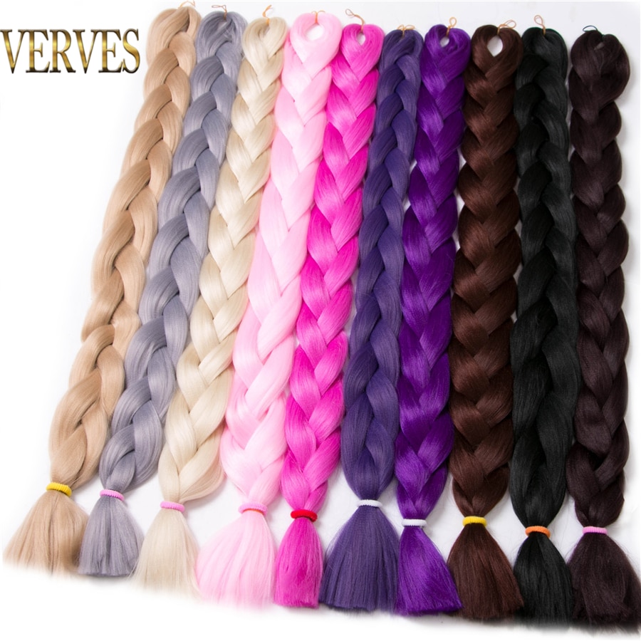 VERVES Braiding Hair 82 inch ռ   braid 165 ׷/ pure color crochet Jumbo Braid Hair Ȯ
